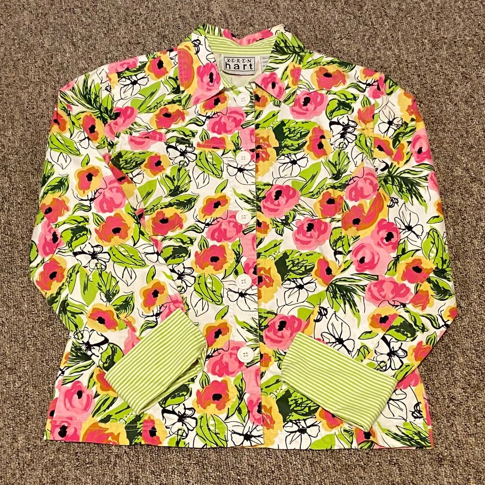 KEREN hart Women's Long Sleeve Lightweight Vintage Floral Jacket